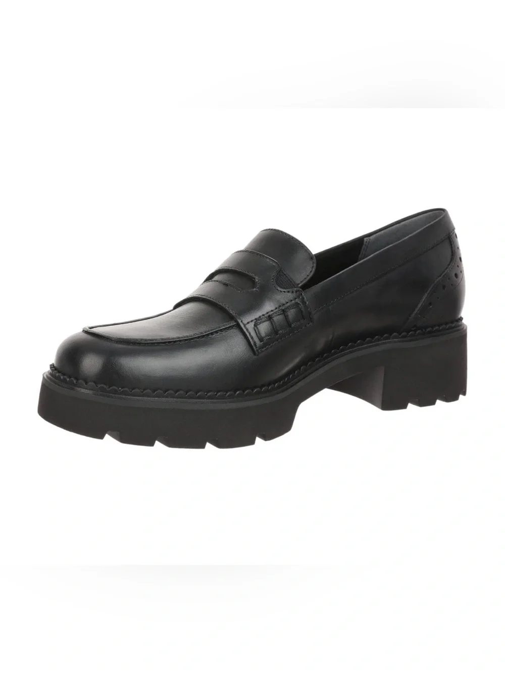 Vionic Black Leather Lug-Sole Penny Loafers Vionic Womens Fillmore